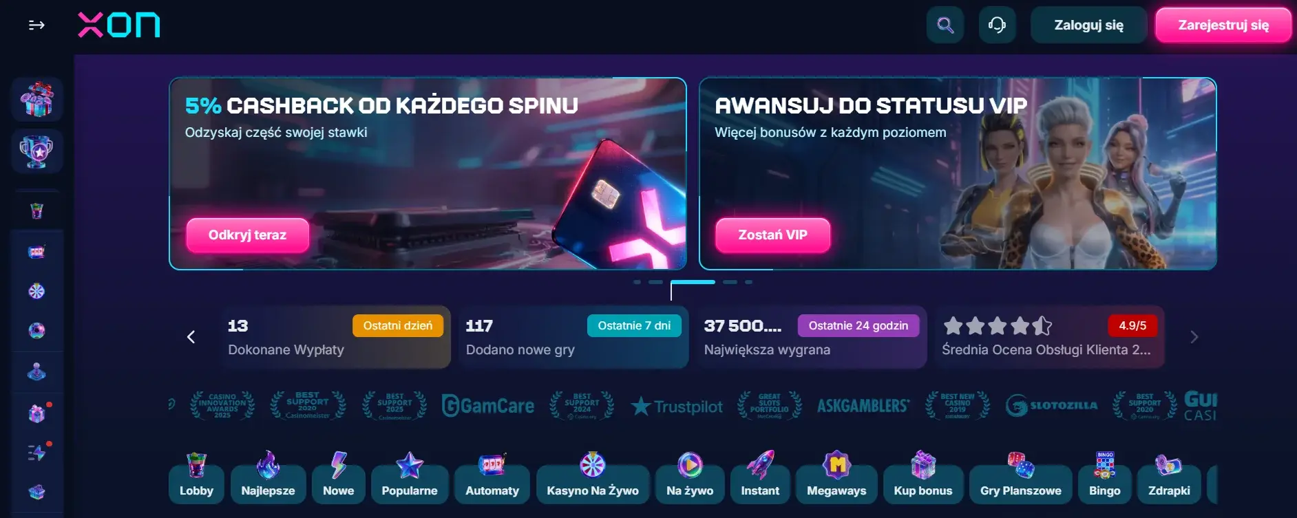 Strona internetowa XON.bet